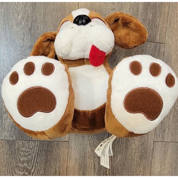 Aurora Brown & White Puppy Dog Plush Stuffed Animals Red Tongue 8.5" Toy - Picture 6 of 11